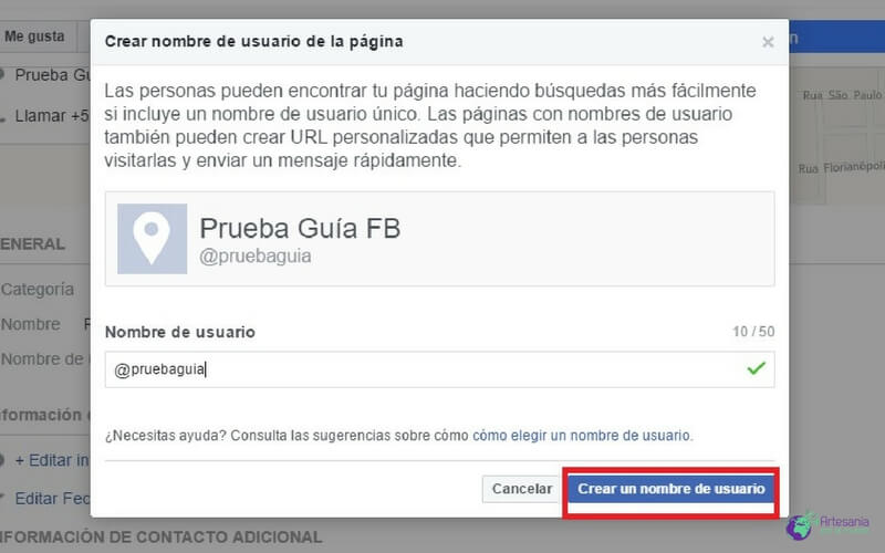 cambio usuario fan page