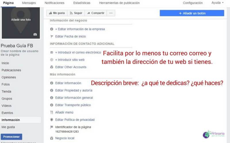 datos información fan page