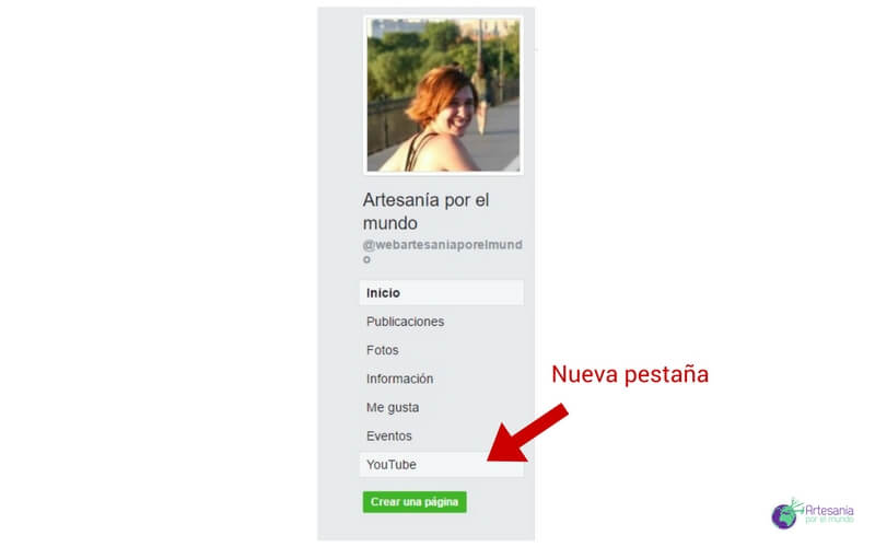 nueva pestaña youtube fan page